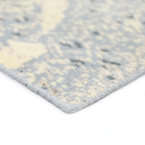 Tapis de zone personnalisé en laine tuftée à la main, écologique, antidérapant, à poils épais, bleu poudré ivoire, motif médaillon vieilli, pour hôtels, villas et salons - Product Image 6