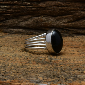 Bague ovale en onyx noir, argent sterling 925, pierre précieuse, bague de mariage ou d'anniversaire pour femme - Product Image 3