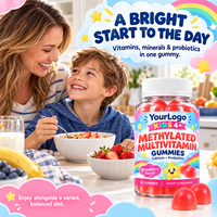 Gummies multivitaminées méthyliées pour enfants sous marque privée, OEM, calcium, probiotiques, soutien à la croissance, végétaliennes, sans sucre, 60 unités