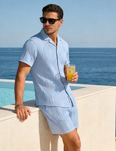 Men Printed <b>Set</b> Tropical Print Short Sleeve Shirt Beach Shorts Matching Holiday Summer Casual Top top mens twin <b>set</b> - Product Image 2