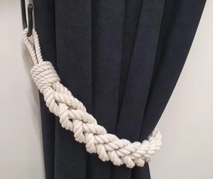 Handmade Braided Cotton Rope <b>Curtain</b> Tieback – Nautical Coastal Accessory - Product Image 4