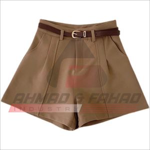 Shorts décontractés et polyvalents pour femmes, taille mi-haute, en polyester, avec ceinture, collection Printemps-Été, tendance, de la marque Ahmad & Fahad Industry – Meilleures ventes - Product Image 5