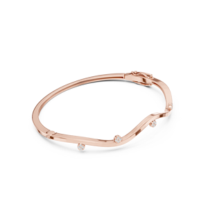 Rose Gold Lab Grown Diamond Wave <b>Bangle</b> <b>Bracelet</b> for Women Luxury Fine Jewelry Elegant Designer <b>Bracelet</b> - Product Image 4
