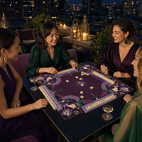 Tapis de Mahjong Américain Personnalisé en Néoprène 33 Pouces Antidérapant Motif Géométrique Art Déco Oiseau Housse de Table Carrée Cadeau Soirée Jeux OEM ODM Vente en Gros