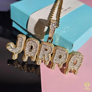 Moissanite Diamond " Jordo" Pendant <b>Chain</b> Custom <b>Name</b> Necklace Luxury Hip Hop Jewelry - Product Image 2