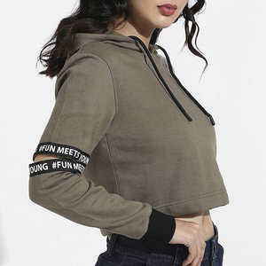 Sweat-shirt à capuche décontracté pour femme, couleur olive, écologique, hiver, manches longues, cordon de serrage - Product Image 2