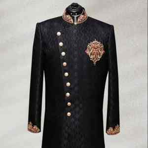Salwar Kameez Traditionnel Indien et Pakistanais pour Hommes, Robe de Mariage de Luxe pour le Marié, Fortement Brodé à la Main, Infroissable, Protection Solaire, Ethnique - Product Image 1