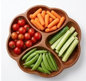 Assiette de service en bois faite à la main de la plus haute qualité, en forme de fleur, couleur unie, design élégant, finition polie, pour les fêtes, vaisselle et assiettes - Product Image 5