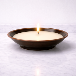 Recipiente de cerámica rústico para velas, tipo cuenco ancho y poco profundo, con esmalte brillante, resistente al calor, duradero, reutilizable, para una sola vela, decorativo. - Product Image 1