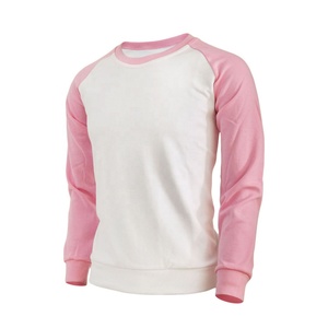 Sweat-shirt unisexe blanc et rose à manches raglan, col rond, tricoté, couleur unie, coupe classique, pull décontracté, vêtement d'automne 2027 - Product Image 1