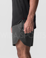 FlexCore Activewear Erkekler için Elastik Bel ve İç Destek Katmanlı, Nefes Alabilen 2'si 1 Arada Kargo Antrenman Şortu