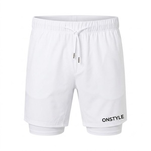 ONSTYLE Men 2-in-1 Quick Dry Compression Liner Running Shorts 100% Polyester Elastic Waist Gym <b>Athletic</b> Workout Bottoms - Product Image 1