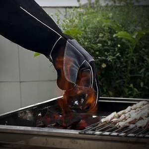 Gants de sécurité anti-vibration en cuir de vachette pleine fleur, résistants à l'abrasion, robustes, pour la lutte contre les incendies et le barbecue (vente en gros) - Product Image 6