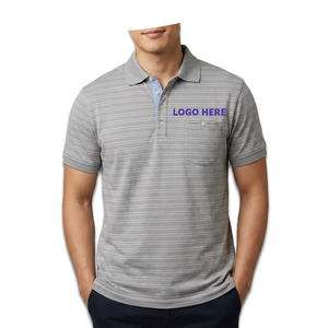 Camiseta de Punto de Manga Corta a Rayas Verdes para Hombre, con Bolsillo, Informal, de Algodón, Transpirable, Antiarrugas, Corte Regular - Product Image 3