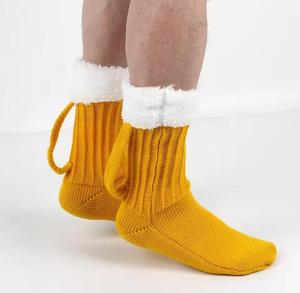 Chaussettes courtes pour hommes, jaunes, unies, antidérapantes, en acrylique tricoté, avec bordure en polaire blanche, standard, pour le sport d'été - Product Image 3