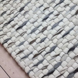 Alfombra de Lana Hecha a Mano, Alfombra Moderna Negra y Blanca con Textura, Alfombra Contemporánea Tejida a Mano para Sala de Estar y Dormitorio - Product Image 5