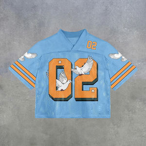 2026 Summer Mens Cropped Mesh Boxy Fit Football Jersey <b>100</b> Percent <b>Polyester</b> 220gsm Soccer <b>Shirt</b> Athletic Top - Product Image 3