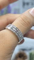 Bague Éternité Triple Rangée Épaisse en Argent 925 Entièrement Sertie de Moissanite, Sertissage Canal, Bague de Mariage Spectaculaire