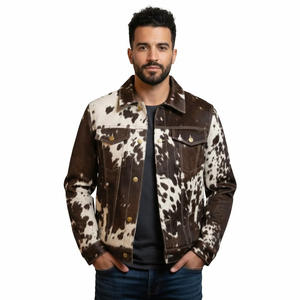 Chaqueta de Cuero Vacuno Genuino, Estilo Occidental, Marrón y Blanco, Personalizada Profesionalmente, Estilo Clásico Moderno, Chaqueta de Calidad Premium - Product Image 1