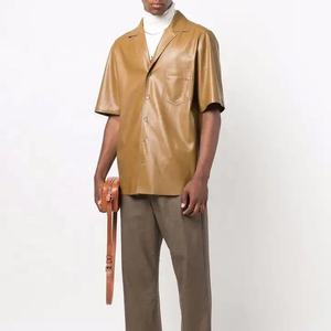 High Quality Men's Summer Real <b>Leather</b> Casual Print Pattern <b>Shirt</b> Custom Logo Design Plus Regular Fit New 6XL Stand Autumn - Product Image 2