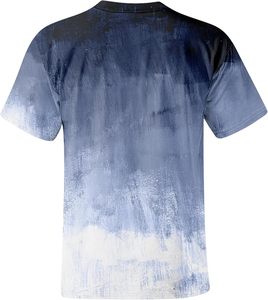 เสื้อยืดแขนสั้นผู้ชายทรงโอเวอร์ไซส์ ลายไท-ได คอกลม ผ้าเจอร์ซีย์คอตตอน ลวดลายไล่เฉดสีน้ำเงิน ทรงพอดีตัว - Product Image 5