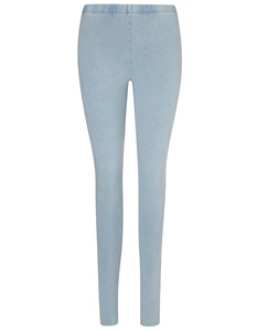 Leggings décontractés pour femmes en coton et élasthanne tricotés, longueur intégrale, couleur unie noire, taille élastique, extensibles et doux, 180g, toutes saisons - Product Image 1