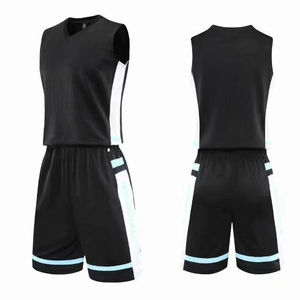 Ensemble de maillots de basket-ball unisexe noir à col en V, manches longues, respirant, anti-humidité, polyester/coton, taille élastique, nom personnalisé, tout inclus - Product Image 1