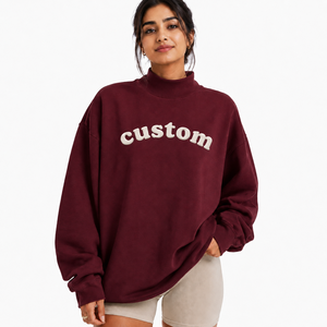 Sudadera Oversize de Cuello Alto para Mujer con Estampado Personalizado, 100% Algodón Felpa, Puños Acanalados Ecológicos, Manga Larga, Directo de Fábrica - Product Image 1