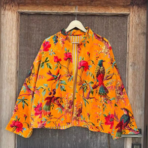 Veste en velours à imprimé floral d'oiseaux, manteau bohème - Product Image 1