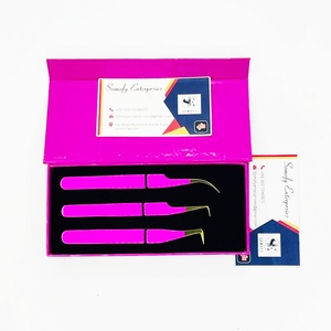Somofy Enterprises Eyelash Tweezers Set Stainless Steel Precision Durable Anti-Static 10mm Length <b>Tools</b> <b>Pink</b> <b>Box</b> Packaging - Product Image 6