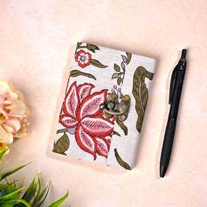 Handmade Recycled Paper Floral Pattern Notebook 4x3inch <b>Diary</b> with <b>Lock</b> - Product Image 1