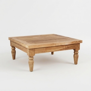 Modern Classic <b>Solid</b> <b>Wood</b> Coffee Table Elegant Turned Leg Square Wooden Accent Table For Rustic Home Setup Art Design Pure Art - Product Image 1