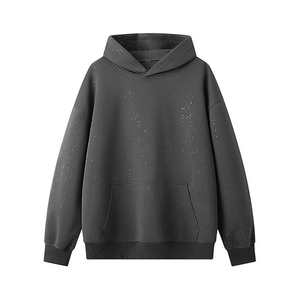 Sweat à capuche unisexe personnalisé imprimé pour l'hiver, coupe épaules tombantes, en molleton bouclette avec strass, impression numérique, tissu polyester-coton écologique - Product Image 4