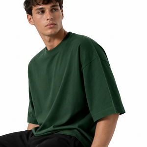 T-shirt basique décontracté pour homme, en coton biologique avec épaules tombantes, broderie de logo personnalisée pour la vente en gros décontractée - Product Image 5