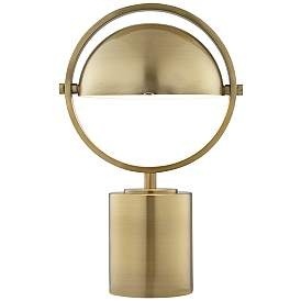 Orbit Dome Metal <b>Table</b> Lamp Mid Century Modern <b>Gold</b> Finish Sculptural Design Luxury <b>Bedside</b> Accent Lighting - Product Image 3