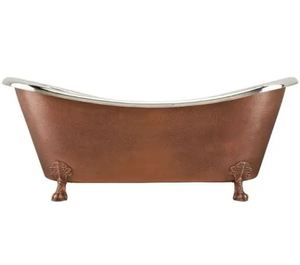 Bañera de pie con base decorativa, acabado en níquel pulido por dentro y por fuera, cobre brillante, para baño - Product Image 2