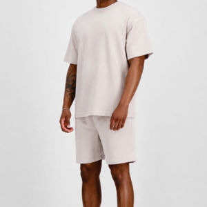 Mens Oversized T Shirt Shorts <b>Set</b> Casual Summer Two Piece Outfit Custom OEM ODM Breathable 100% Cotton Streetwear Premium - Product Image 3