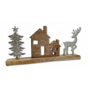 Árbol de ciervo de alta calidad en tronco de madera de mango con portavelas HECHO DE Metal plateado Good Look Decoración de adorno de Navidad de mesa - Product Image 5