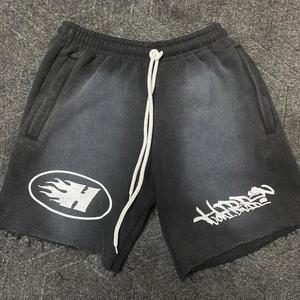 Pantalones Cortos Deportivos para Hombre de Alta Calidad, Estilo Urbano, Impresión Serigrafiada, 100% Algodón, Cintura Elástica, Transpirables, Efecto Deslavado por el Sol, Lavado Ácido - Product Image 1