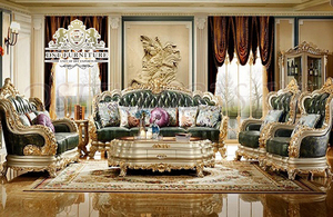 Sofá tallado en madera de teca estilo barroco para sala de estar, mueble de lujo europeo y plateado, clásico, para sala de estar - Product Image 2