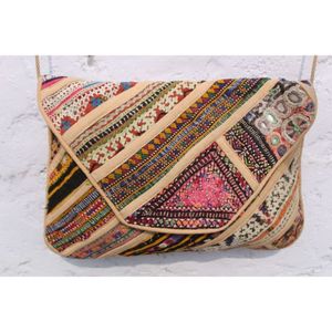 Bohemian Tribal Hand Embroidery Banjara Casual Fashion Open Closure <b>Chains</b> Patchwork <b>Mirror</b> Work Clutch Purse - Product Image 3