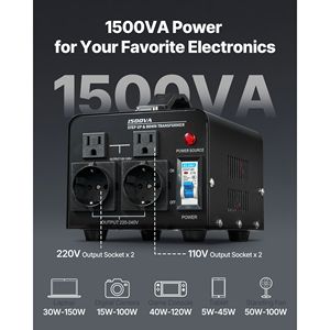 Trasformatore di Potenza per Uso Domestico 1500VA, Convertitore di Tensione da 110V a 220V e Viceversa - Product Image 4