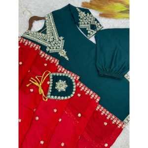 Conjunto de traje elegante para mujer con bordado y trabajo de secuencia - Product Image 2