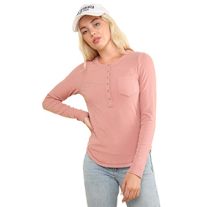[veryjkor] VERY J - NEW IN - Soft brushed solid knit <b>top</b> Women Henley Neck <b>Long</b> <b>Sleeve</b> Casual Ribbed Pullover Shirt - Product Image 2