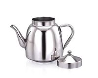 Bouilloire en acier inoxydable poli, corps arrondi, bec courbé, poignée cintrée, ustensile de cuisine durable, théière traditionnelle, élégante pour la maison