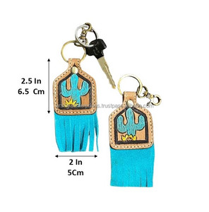Llaveros de cuero tallados a mano, llaveros de cuero con forma exótica, accesorios de cuero con flecos, llaveros para unisex - Product Image 2