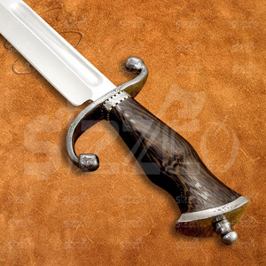 Couteau à lame fixe de chasse et de camping de qualité industrielle, fabriqué à la main en acier D2, avec garde en S, manche en bois de wengé foncé, étui en cuir, garantie 3 ans - Product Image 5