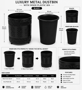 Cesta negra AG Metals con contenedor interior de plástico - Product Image 1