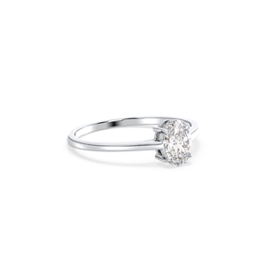 REYES Classic Design HPHT CVD Lab Grown Diamond Ring in 14K Solid White Gold Oval Cut 1Ct Diamond Engagement Rings Fine Jewelry - Product Image 3