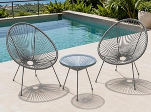 Modern Metal <b>Garden</b> <b>Set</b> 2 Seater with Coffee table Outdoor Patio Furniture Weather Resistant Frame Contemporary Design - Product Image 3